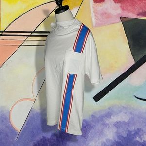 Urban Outfitters Bold Racing Stripes Pocket Tee Large NWOT